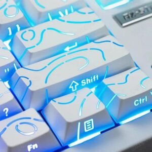 Side Engraved Contour 4.0 Keycap Set – 97 Keys PBT Translucent Keycaps for Mechanical Gaming Keyboard, White Resin Keycap Set Compatible