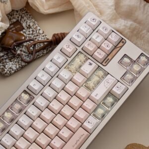 Cute Pastel Pink White Gradient Keycaps Set for Mechanical Keyboard, Kawaii Keycaps, Cherry Profile, PBT Dye-Sub, for Mx(+)Switches, 166pcs