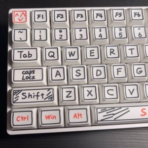 White Personalized Graffiti Keycaps Set, PBT XDA 87/68/980/108 Key, Mechanical Keyboard Key Cap, Artisan Universal Cute Japanese Keycaps