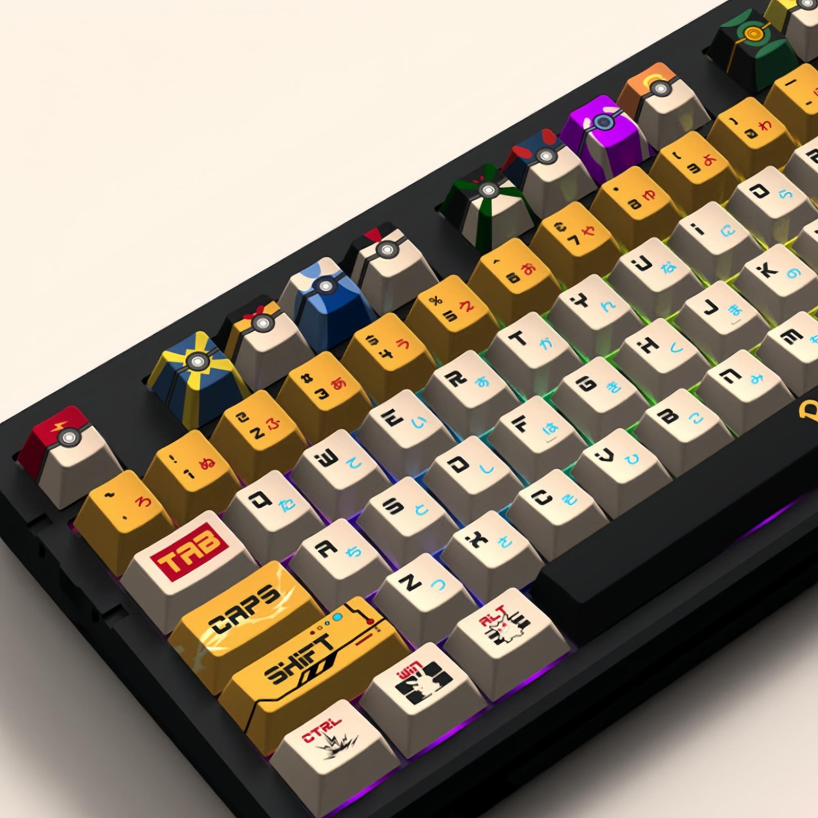 Japanese Style Pokémon Keycap Set, 135 Keys PBT Cherry Profile, Mechanical Keyboard Keycaps, Artisan Keycaps, Bold Aesthetic, Gamer Style - 图片 3
