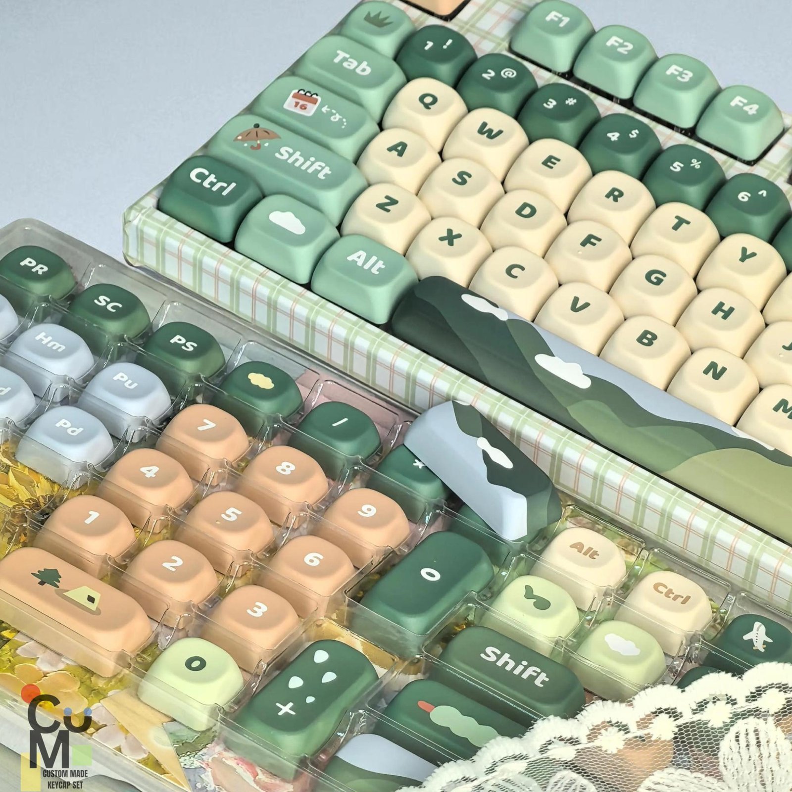 Green Hiking Keycap Set, MOA PBT Dye-Sub Keycaps (128/142 Keys) - 图片 5