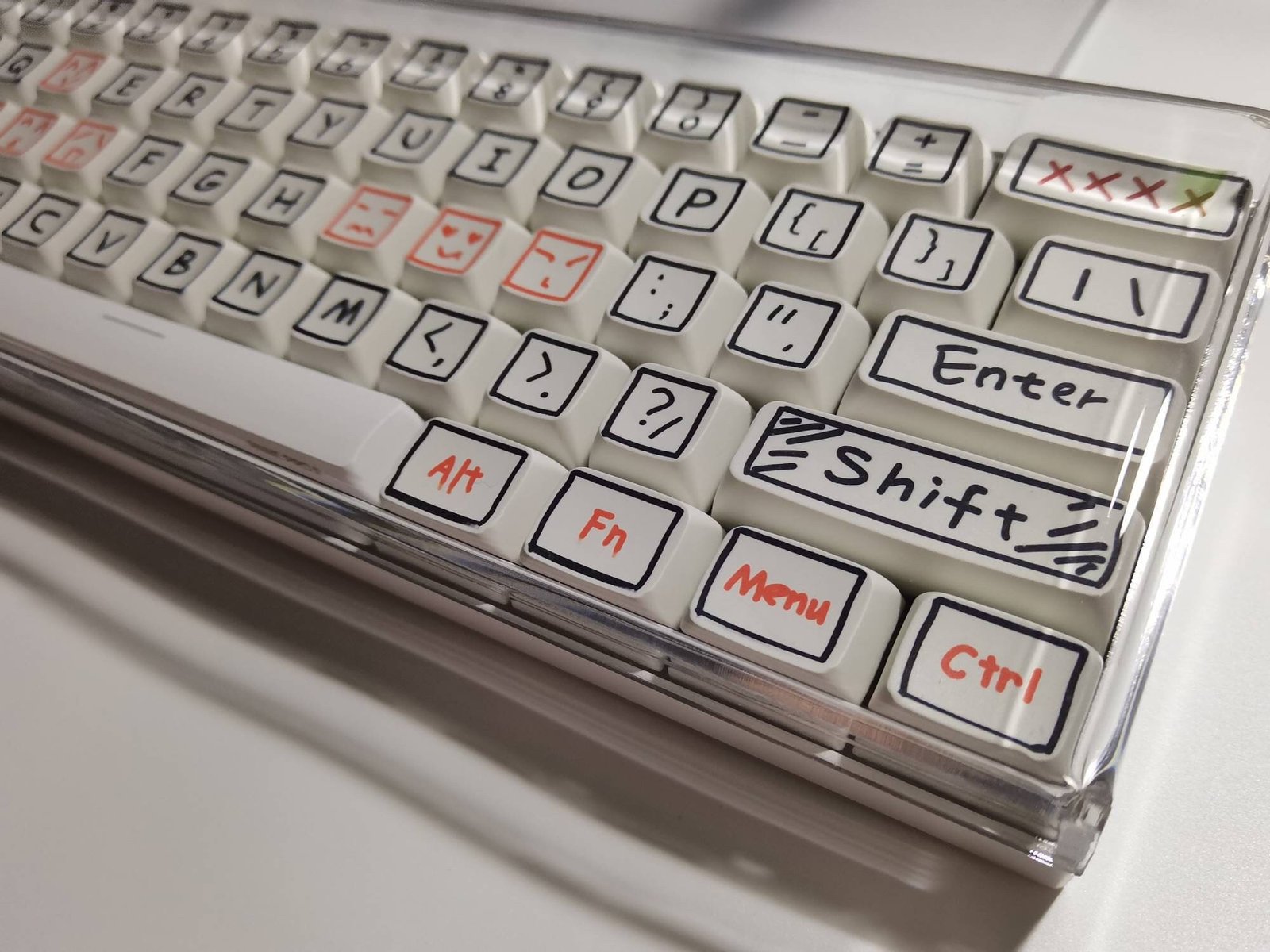 White Personalized Graffiti Keycaps Set, PBT XDA 87/68/980/108 Key, Mechanical Keyboard Key Cap, Artisan Universal Cute Japanese Keycaps - 图片 3