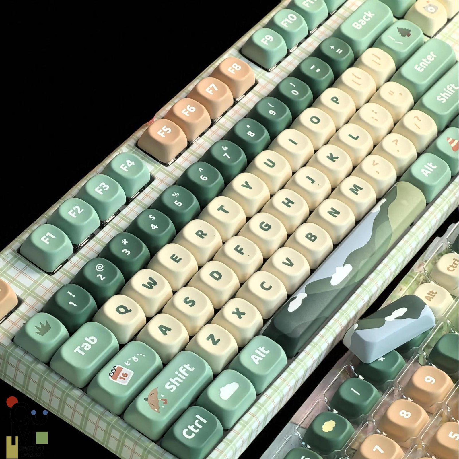 Green Hiking Keycap Set, MOA PBT Dye-Sub Keycaps (128/142 Keys)