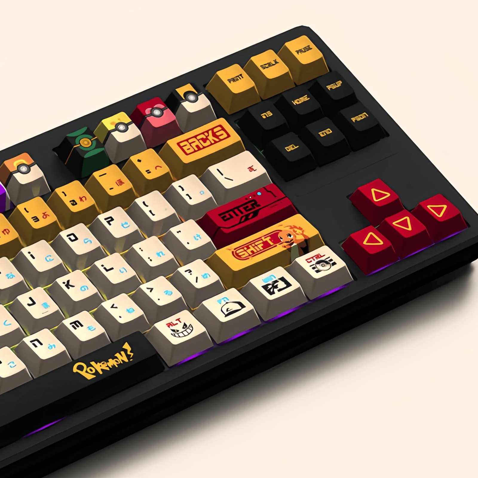Japanese Style Pokémon Keycap Set, 135 Keys PBT Cherry Profile, Mechanical Keyboard Keycaps, Artisan Keycaps, Bold Aesthetic, Gamer Style - 图片 2