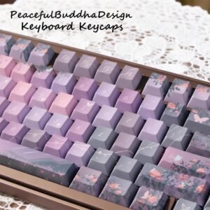 Alternative view of Moon Night Garden Keycap Set, Aesthetic Florals Keycaps, Cherry/MOA Profile PBT Keycaps, Mechanical Keyboard Keycap, Keyboard Full Key Set