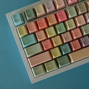 Alternative view of Rainbow Heart Gradient Keycap Set: Cherry Profile, PBT
