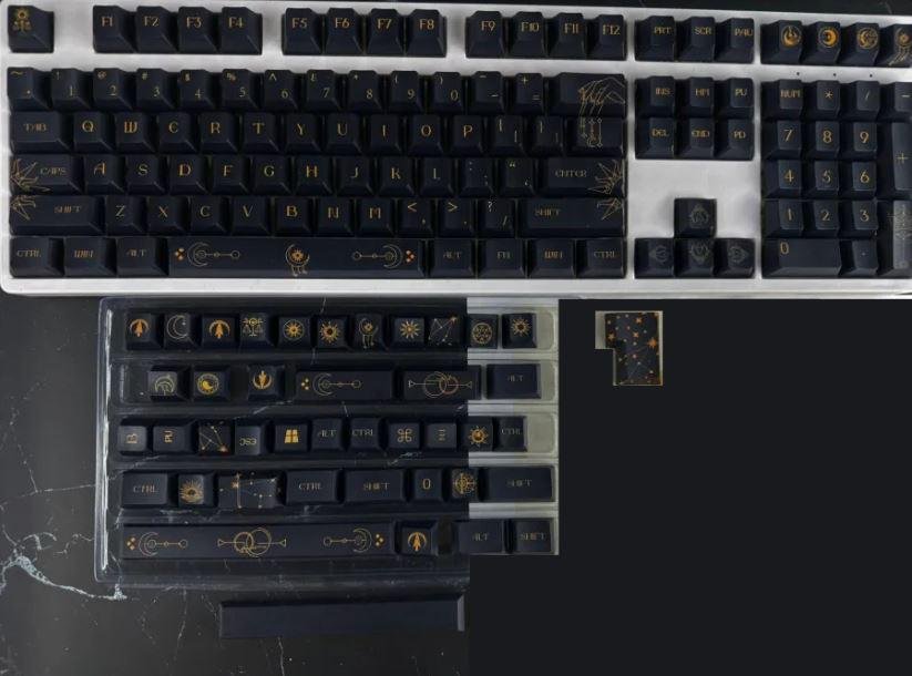 Dark Starry Night Sky Keycap Set, Celestial Theme Keycap Set for Mechanical Keyboard, Astronomy Keycaps Set, Cherry Profile, Gifts - 图片 5
