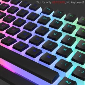 Alternative view of udding PBT Keycaps 129 Keys – Double Shot Translucent OEM Profile RGB Backlit Keycap Set for 60/80/100 Mechanical Keyboards