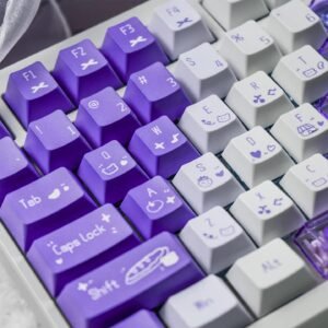 Alternative view of Gradient Purple Keycap Set 150 Keys PC+ PBT Profile Transparent Cute Dye-Sub Keycaps for Mechanical Keyboard, Crystal RGB Keycaps