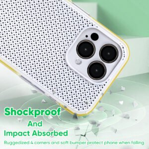 Alternative view of Yellow-bordered white phone case, size 6*3.1*0.56 inches, compatible with iPhone 14 Pro 6.1 inches